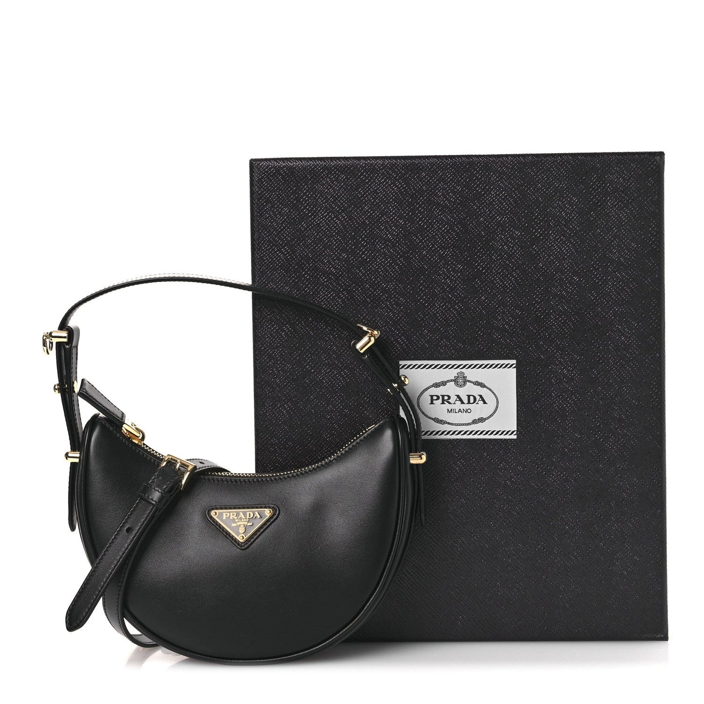 Soft Calfskin Mini Arque Shoulder Bag Black