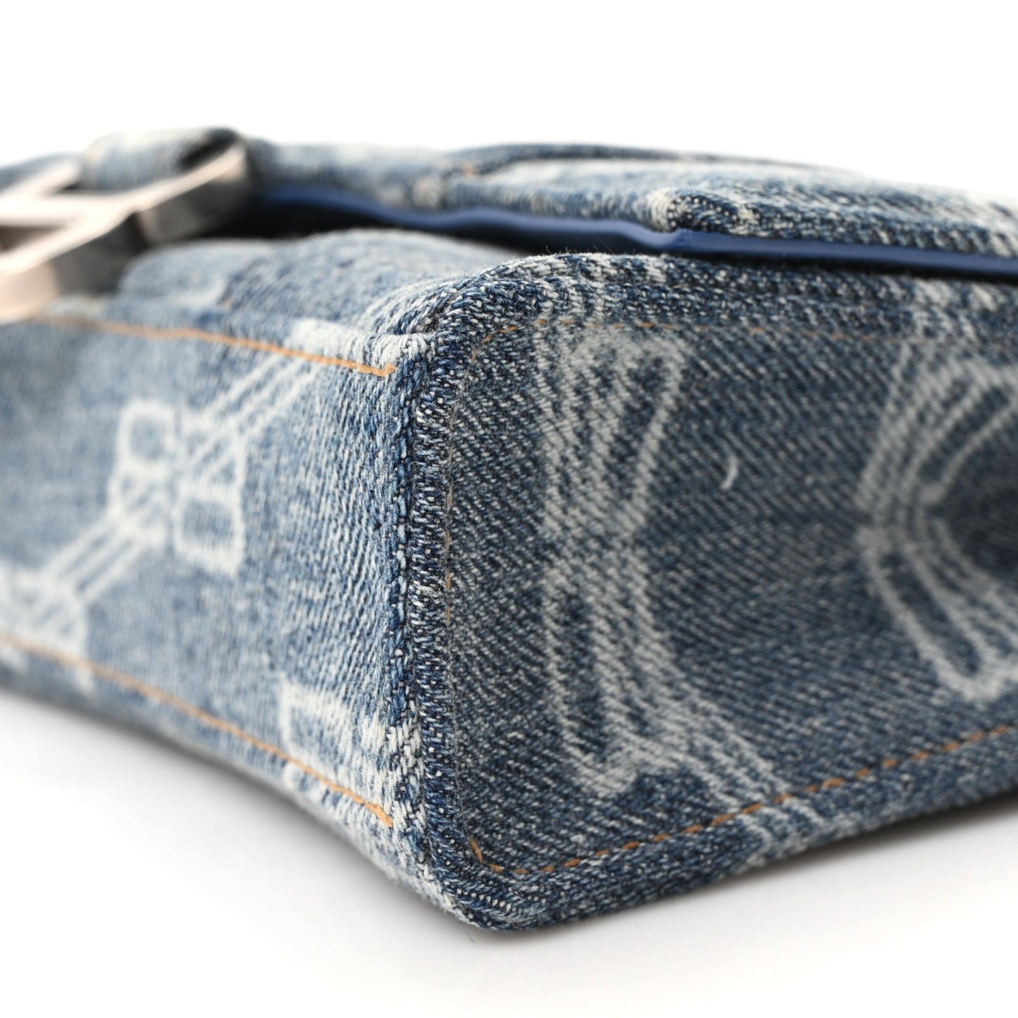 Denim BB Monogram Hourglass Chain Bag Blue