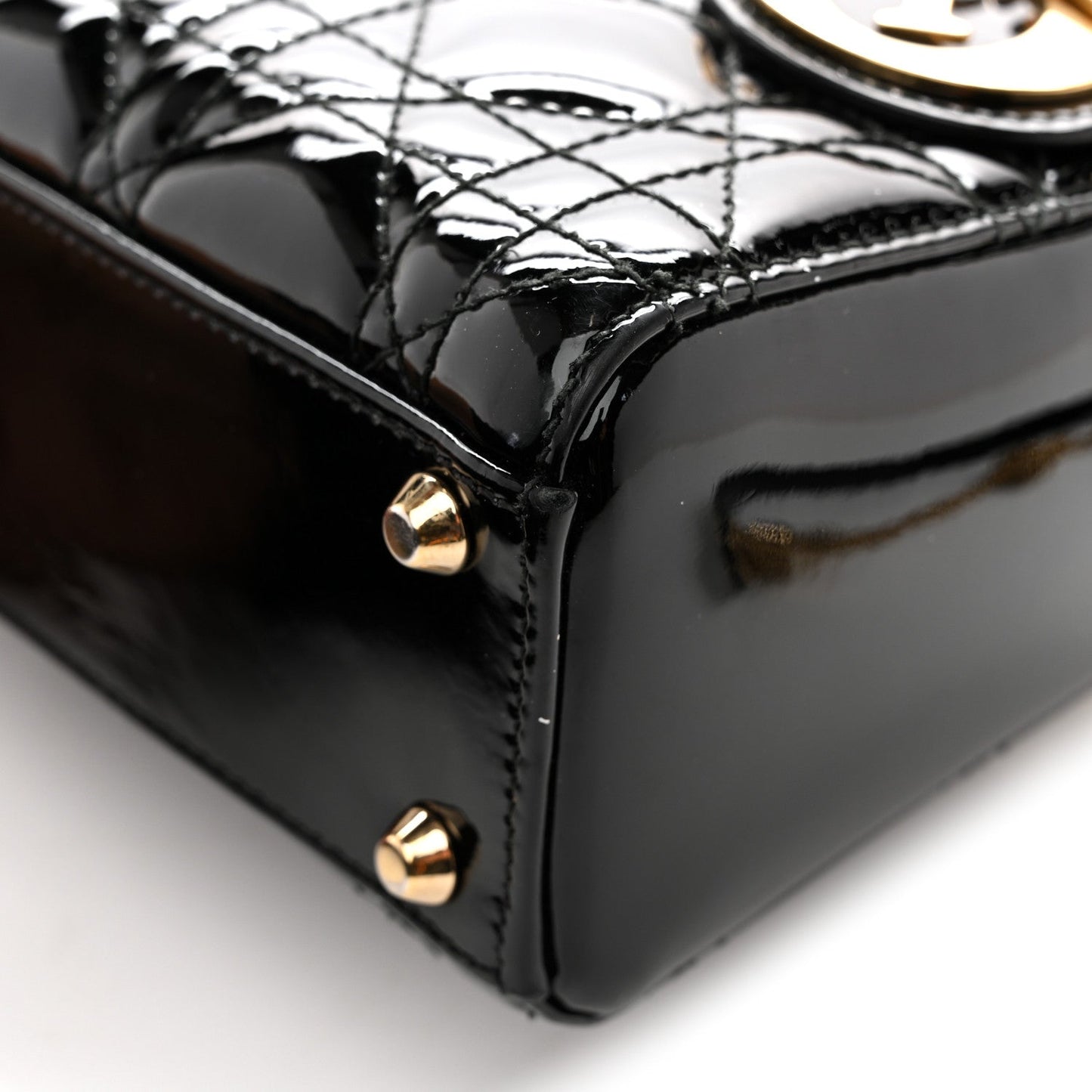 Patent Cannage Mini Lady Dior Black