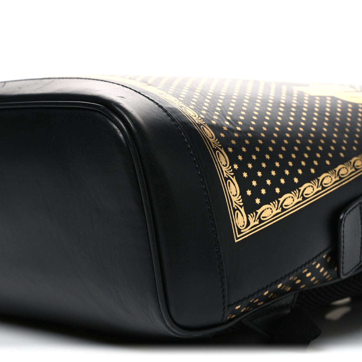 X SEGA Calfskin GUCCY Stars Dome Backpack Black Gold