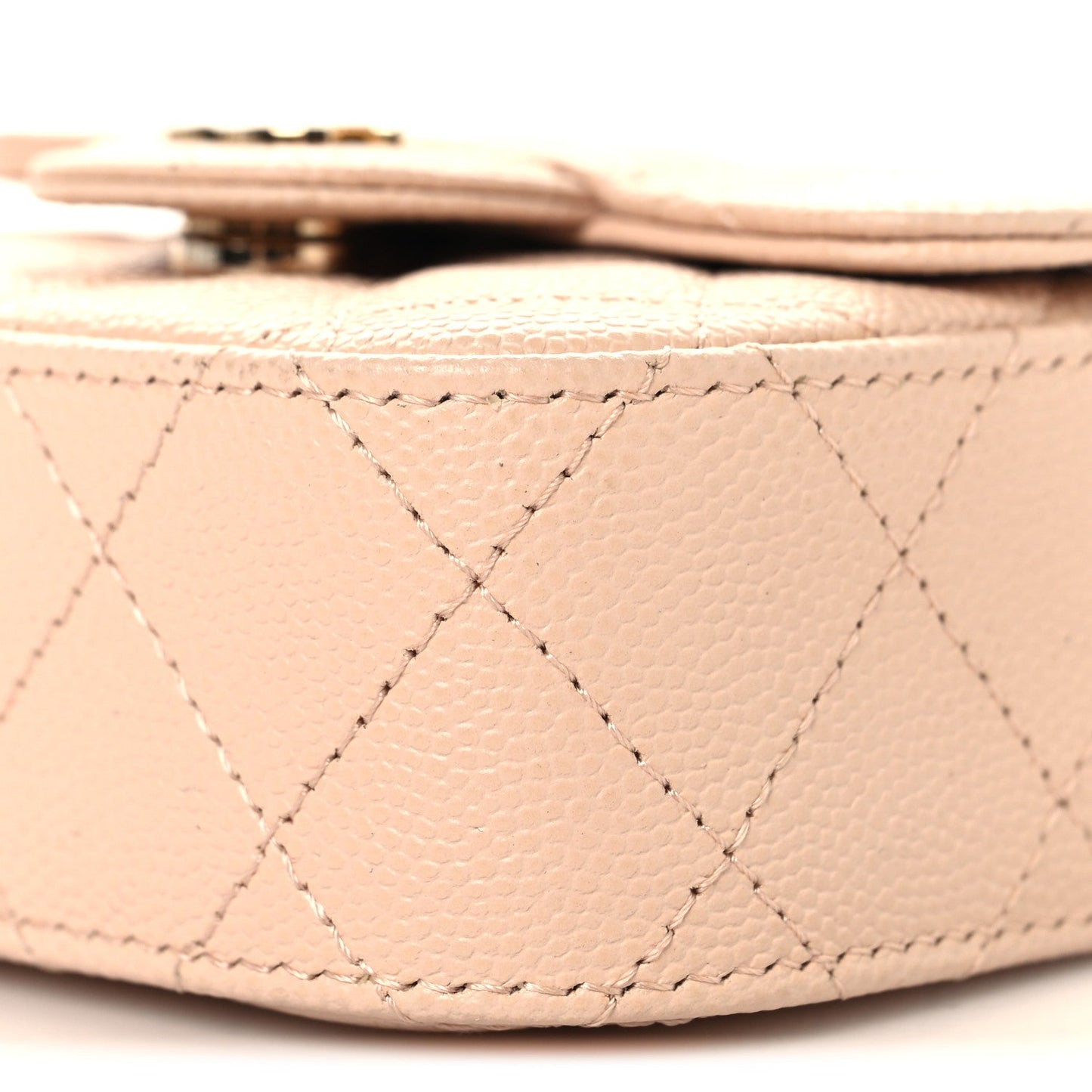 Caviar Quilted Mini Clutch With Chain Light Beige