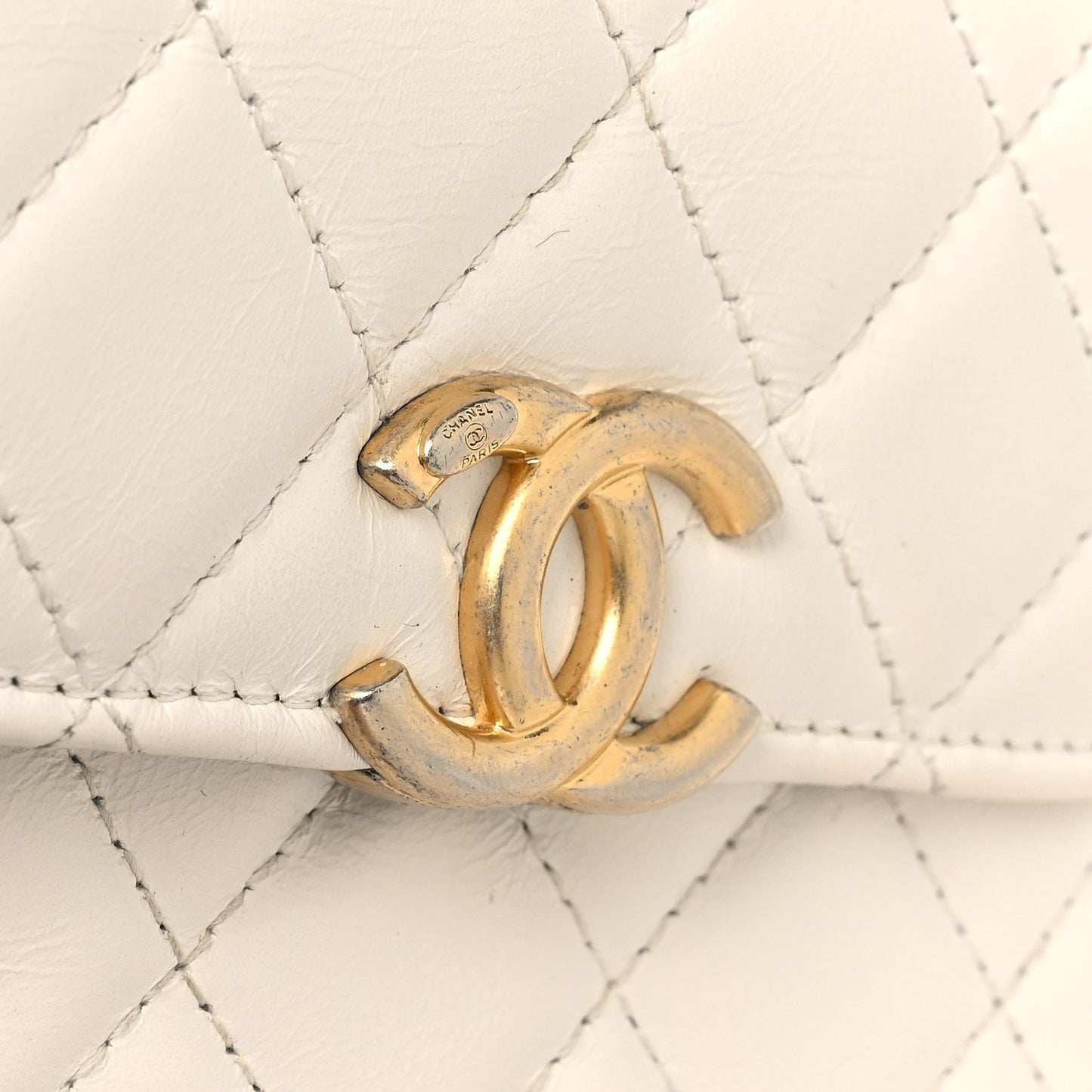 Calfskin Quilted Perfect Fit Coin Purse With Chain White