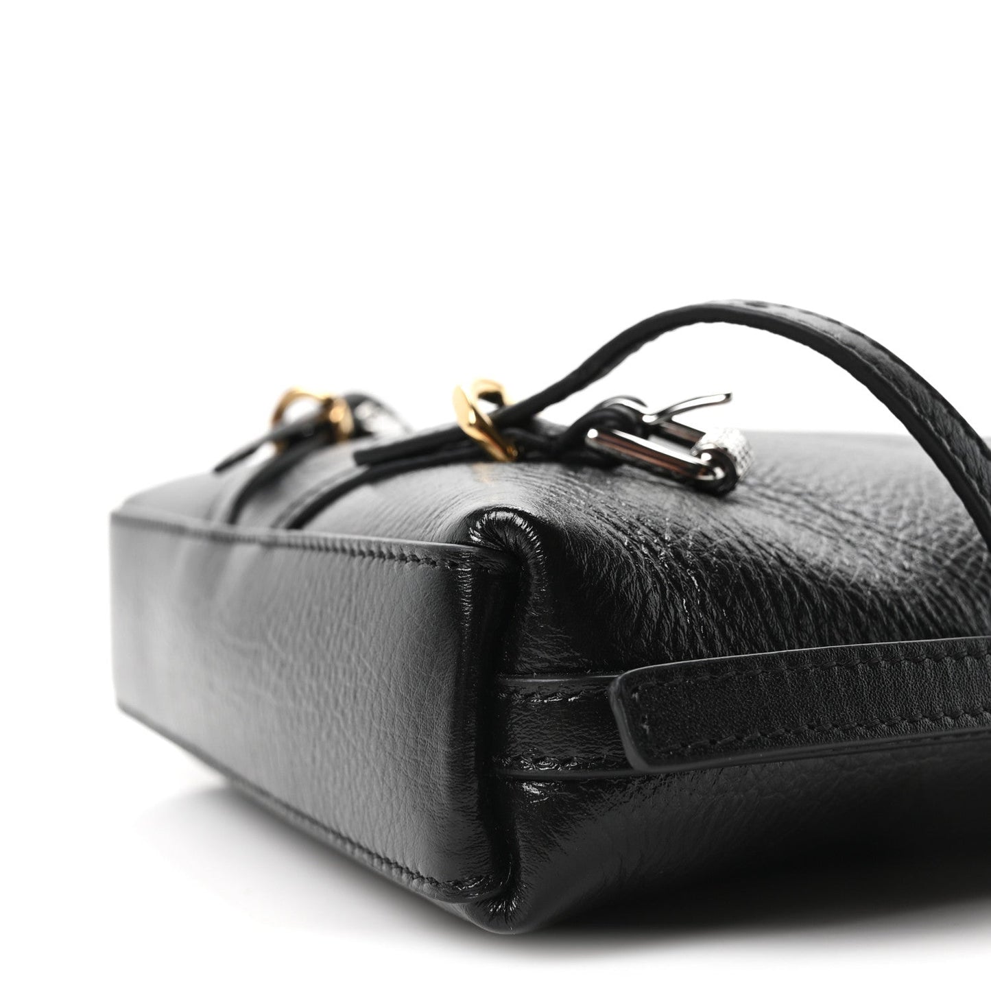 Tumbled Calfskin Nano Voyou Bag Black