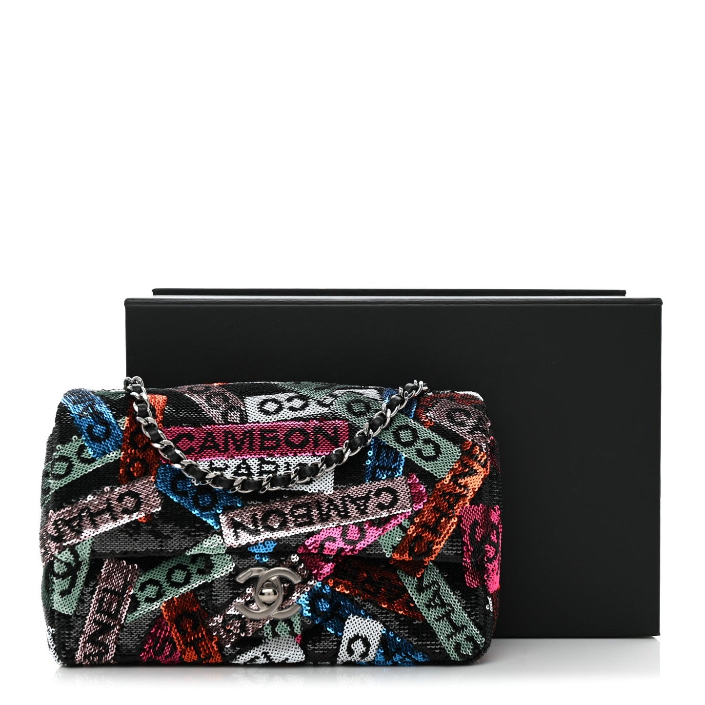 Sequin Logo Small Flap Ruthenium Multicolor