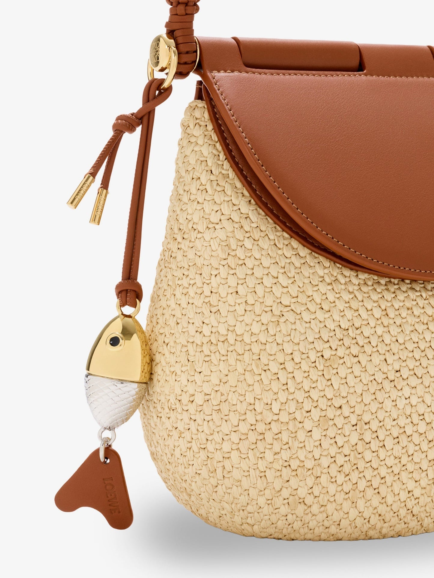 Loewe Women Paula's Ibiza Raffia And Leather Pescador Crossbody Bag