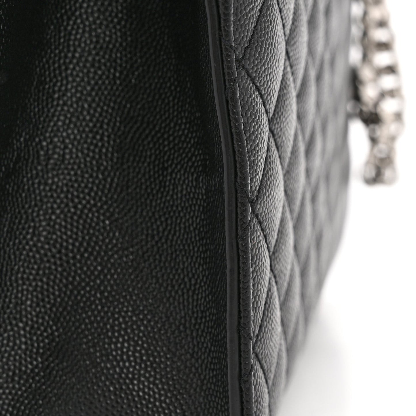 Grain De Poudre Textured Mixed Matelasse Triquilt Medium Monogram Satchel Black