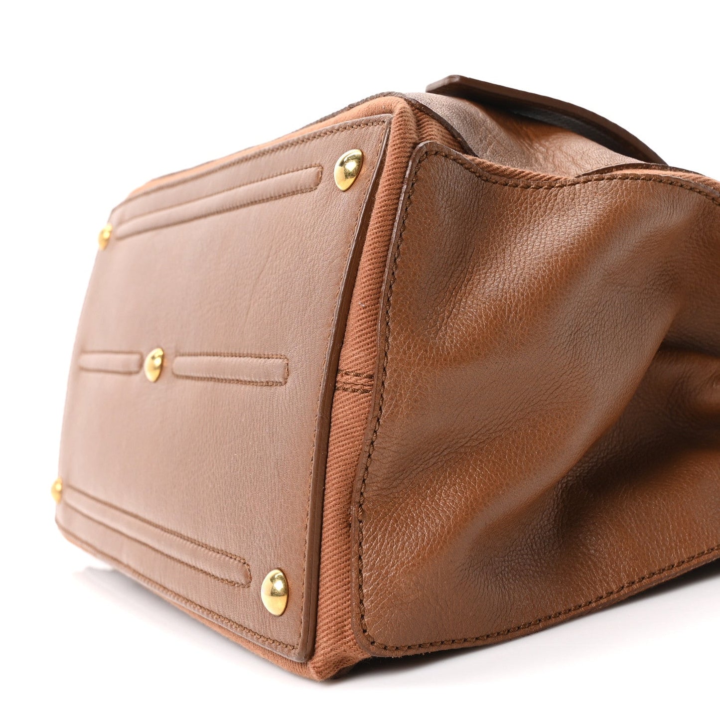 Calfskin Canvas Medium Muse Two Brown