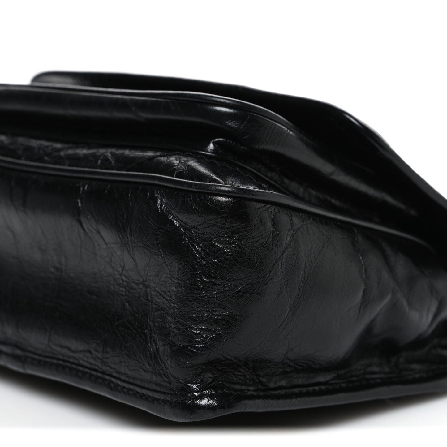 Crinkled Calfskin Matelasse Monogram Baby Niki Chain Satchel Black