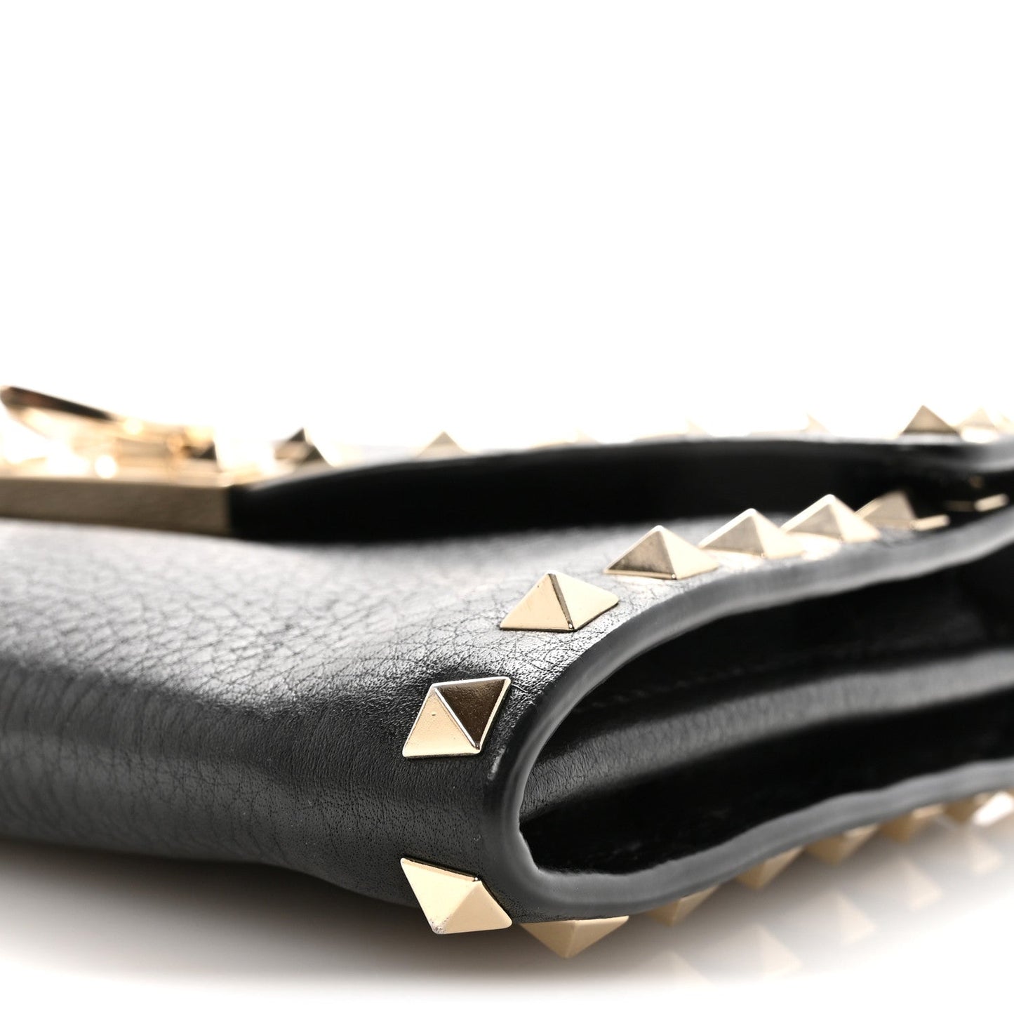Pebbled Calfskin Rockstud Flip Lock Shoulder Bag Black