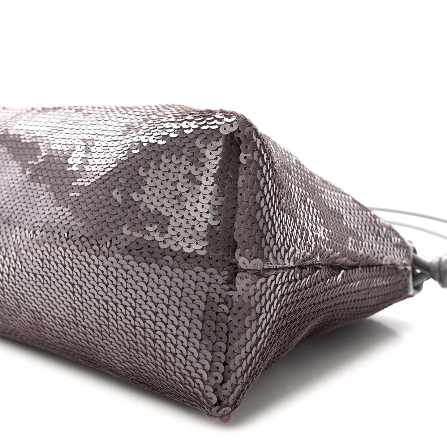 Sequin Medium Donut Chain Flamenco Knot Clutch Grey
