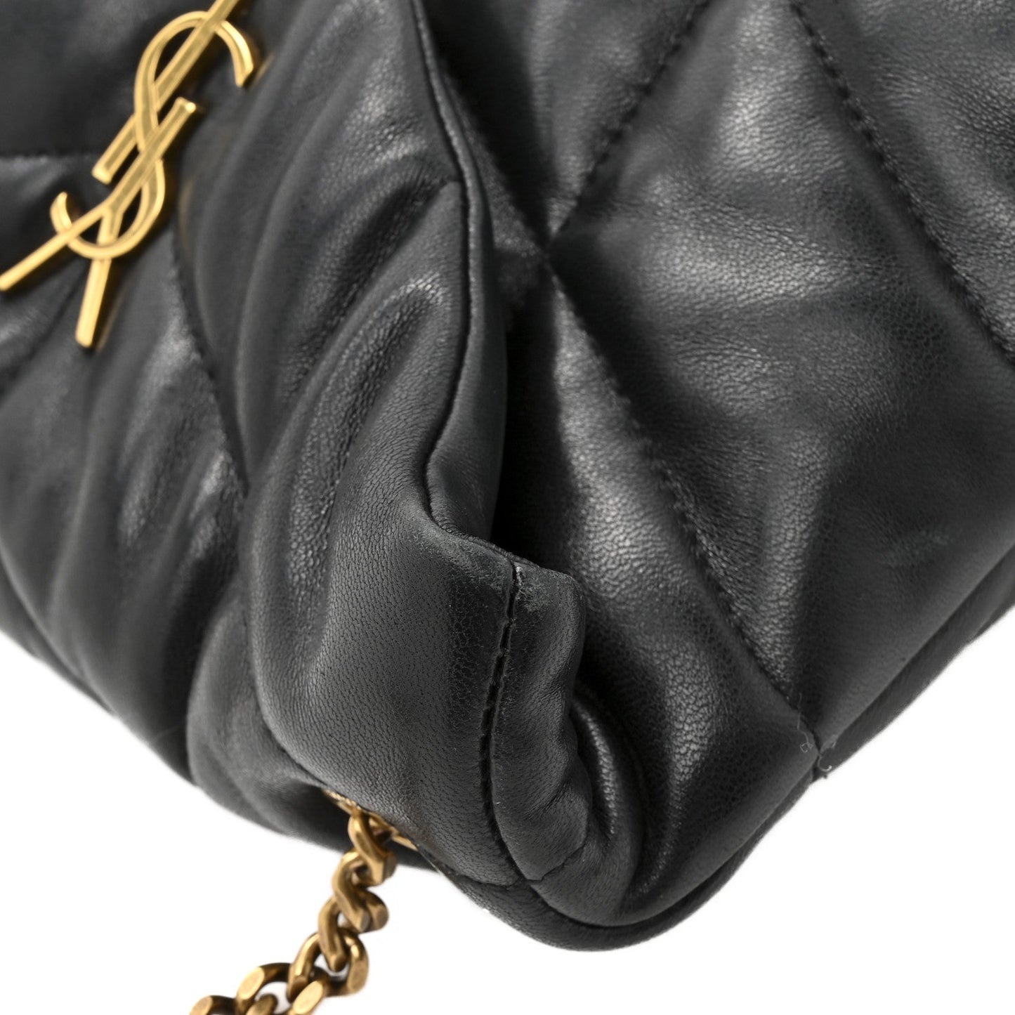 Lambskin Quilted Toy Loulou Puffer Monogram Chain Satchel Black
