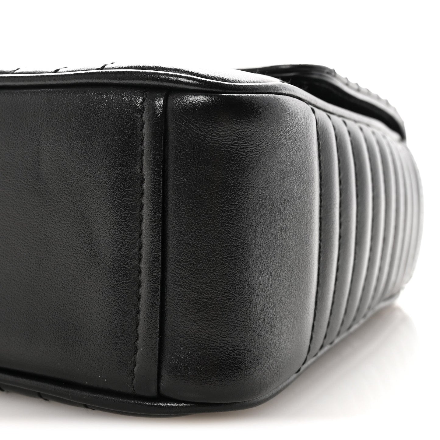 Soft Calfskin Impunture Diagramme Large Chain Flap Shoulder Bag Black