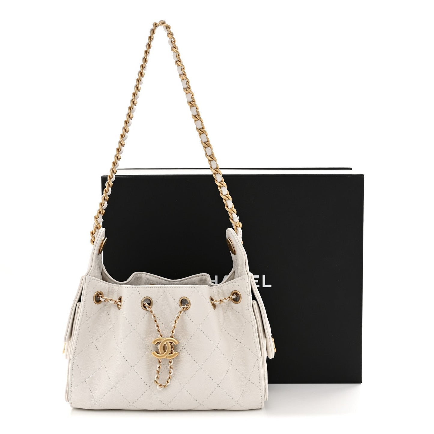 Caviar Quilted Mini Chanel 25 Handbag White