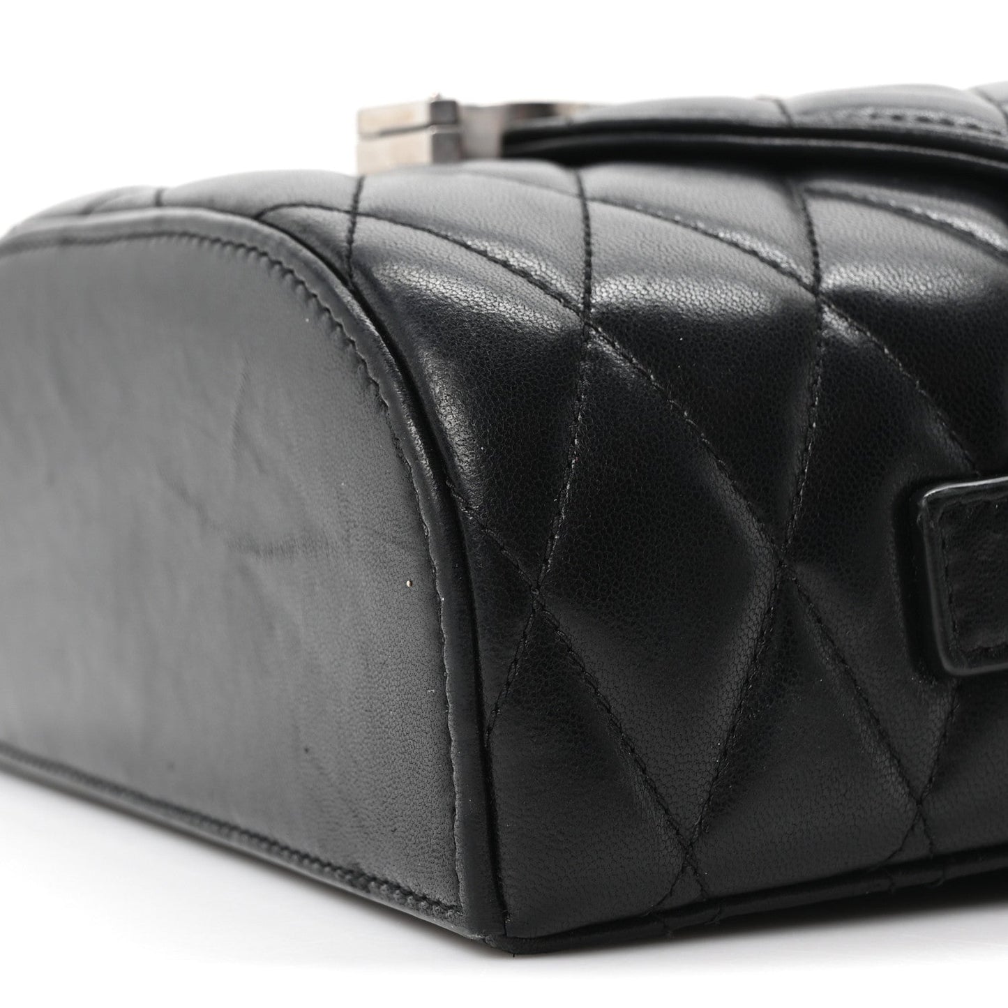 Lambskin Quilted Monogram June Box Bag Black