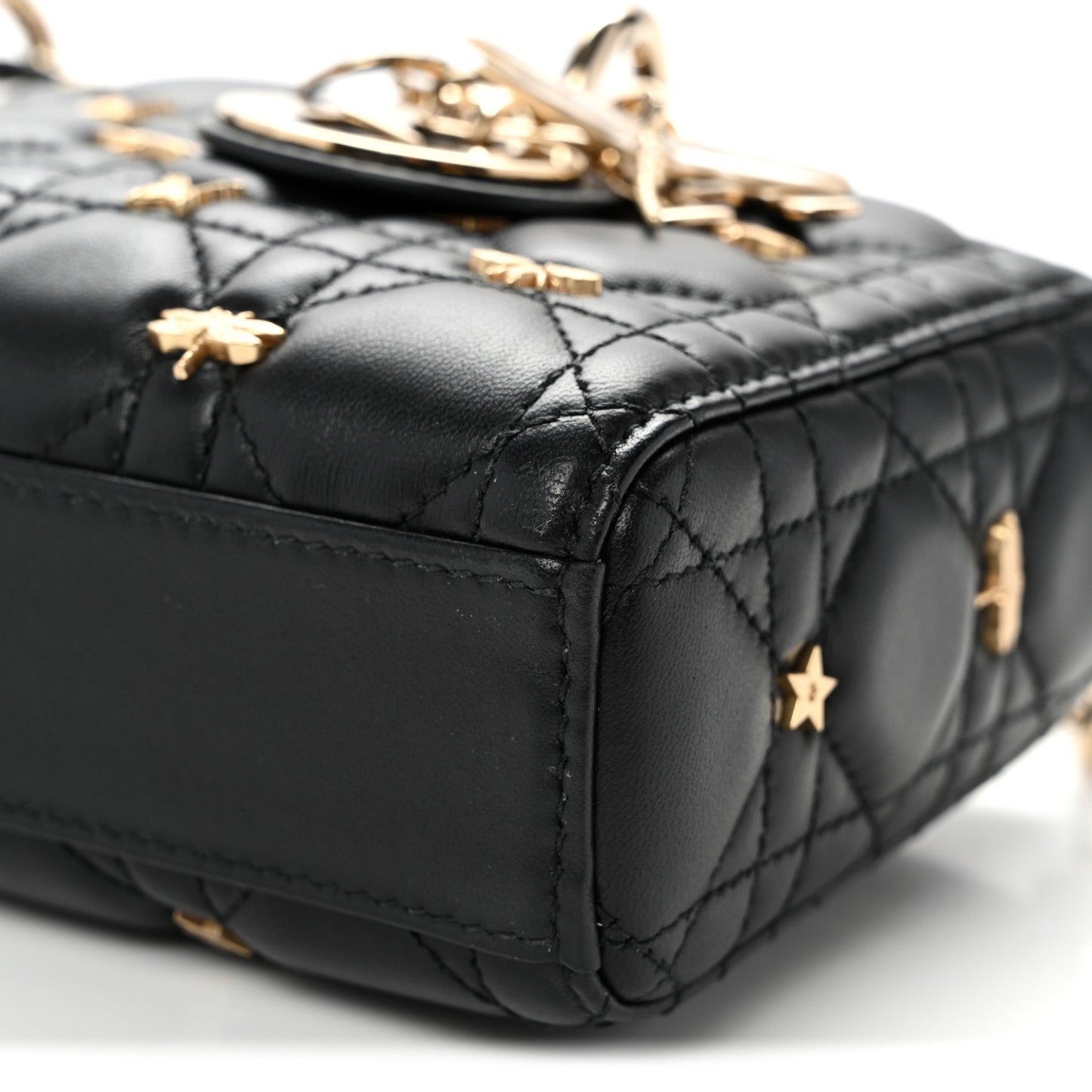 Lambskin Cannage Butterfly Studs Small Lady D-Joy Black