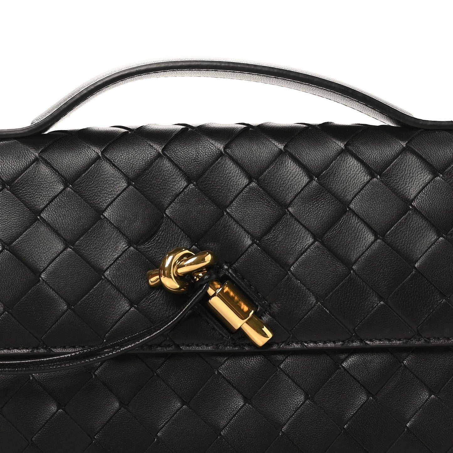 Nappa Intrecciato Long Andiamo Top Handle Clutch Black