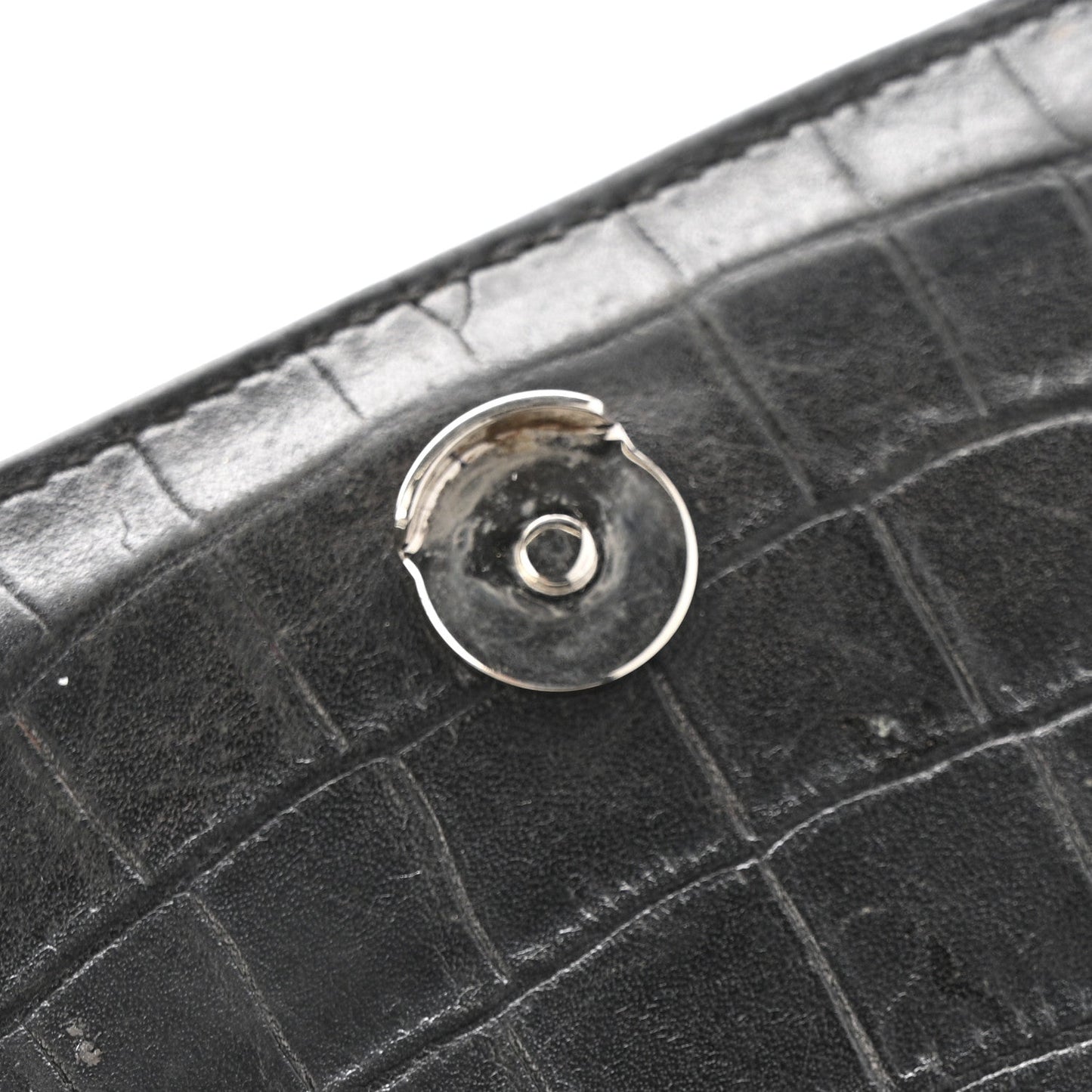 Calfskin Crocodile Embossed Medium Monogram Sunset Black