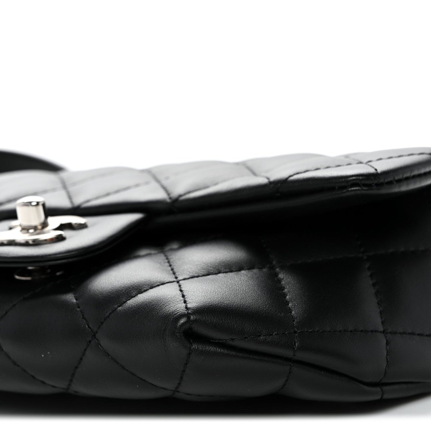 Calfskin Quilted CC Uniform Flap Belt Bag Black