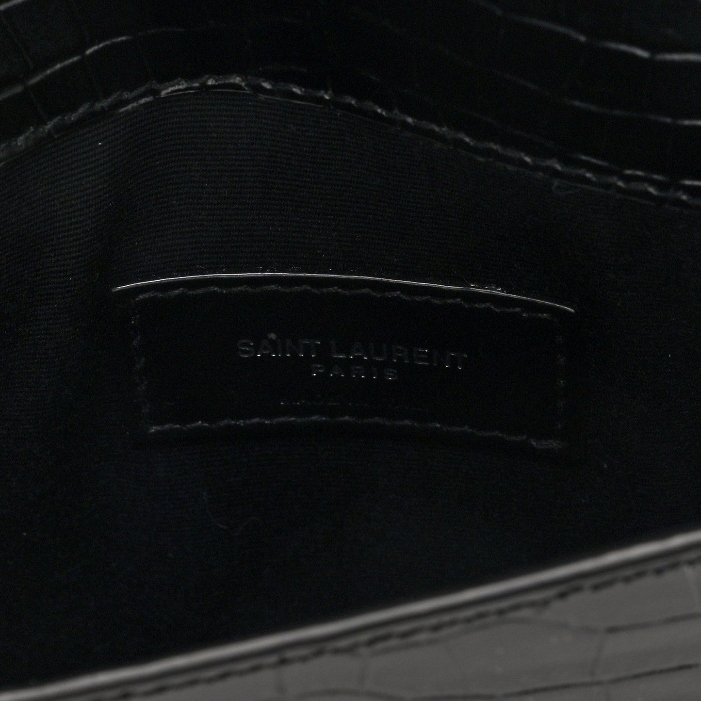 Calfskin Crocodile Embossed Uptown Monogram Pouch Black