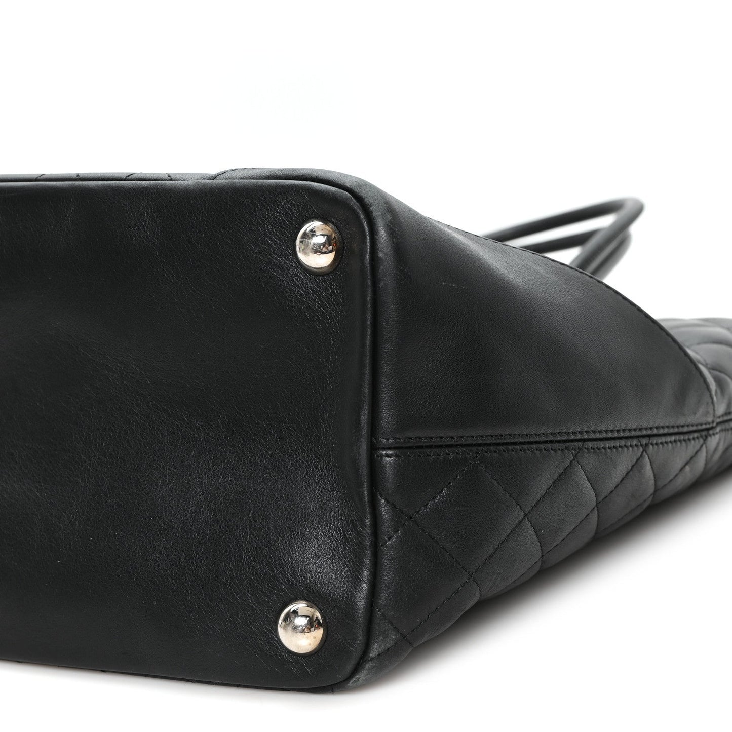 Calfskin Quilted Large Cambon Tote Black