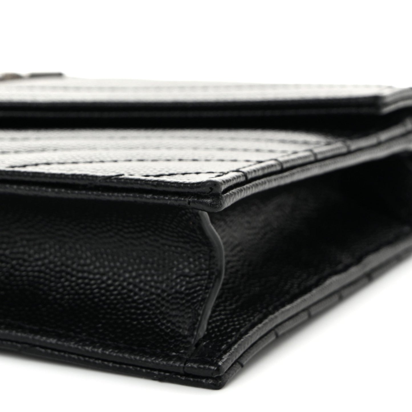 Grain De Poudre Matelasse Chevron Monogram Chain Wallet Black