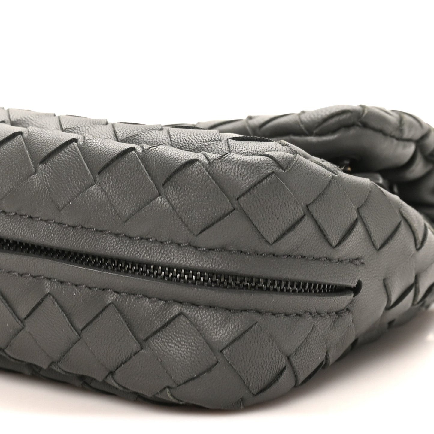 Nappa Intrecciato Small Chain Crossbody Light Grey