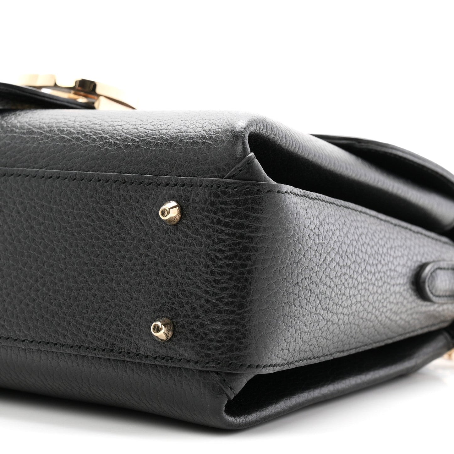 Dollar Calfskin Interlocking G Top Handle Shoulder Bag Black