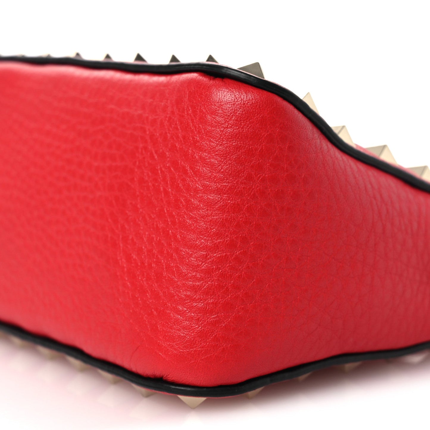 Grainy Calfskin Small Rockstud Crossbody Bag Rouge Pur