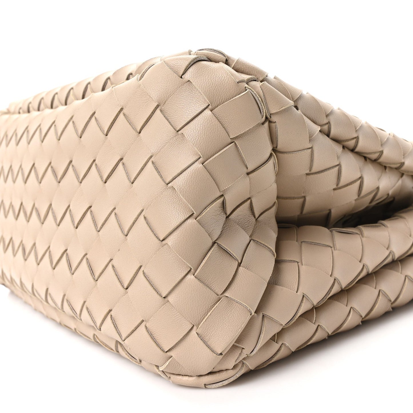 Nappa Intrecciato Small Campana Shoulder Bag Ecru