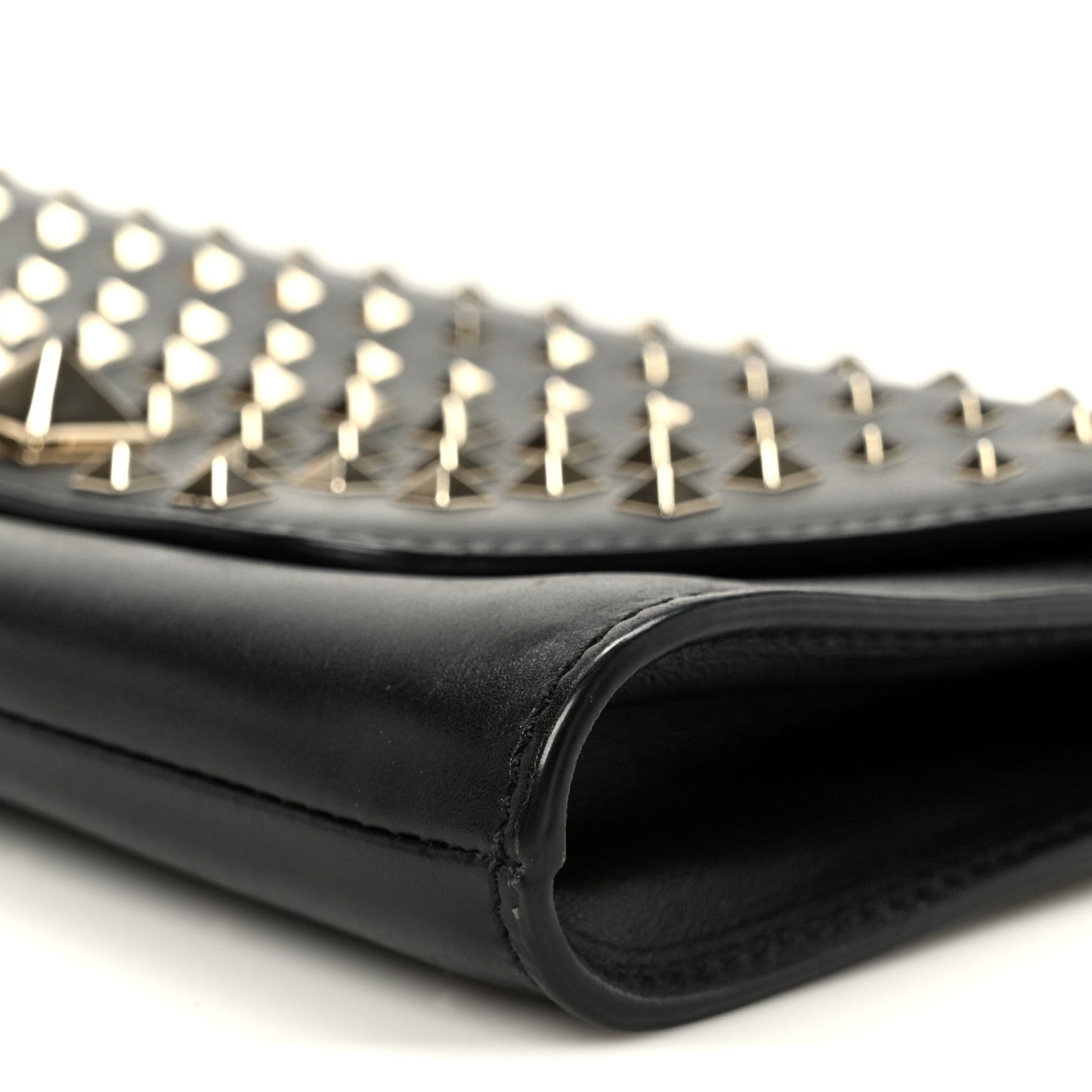 Vitello Rockstud All Over Demilune Shoulder Bag Black