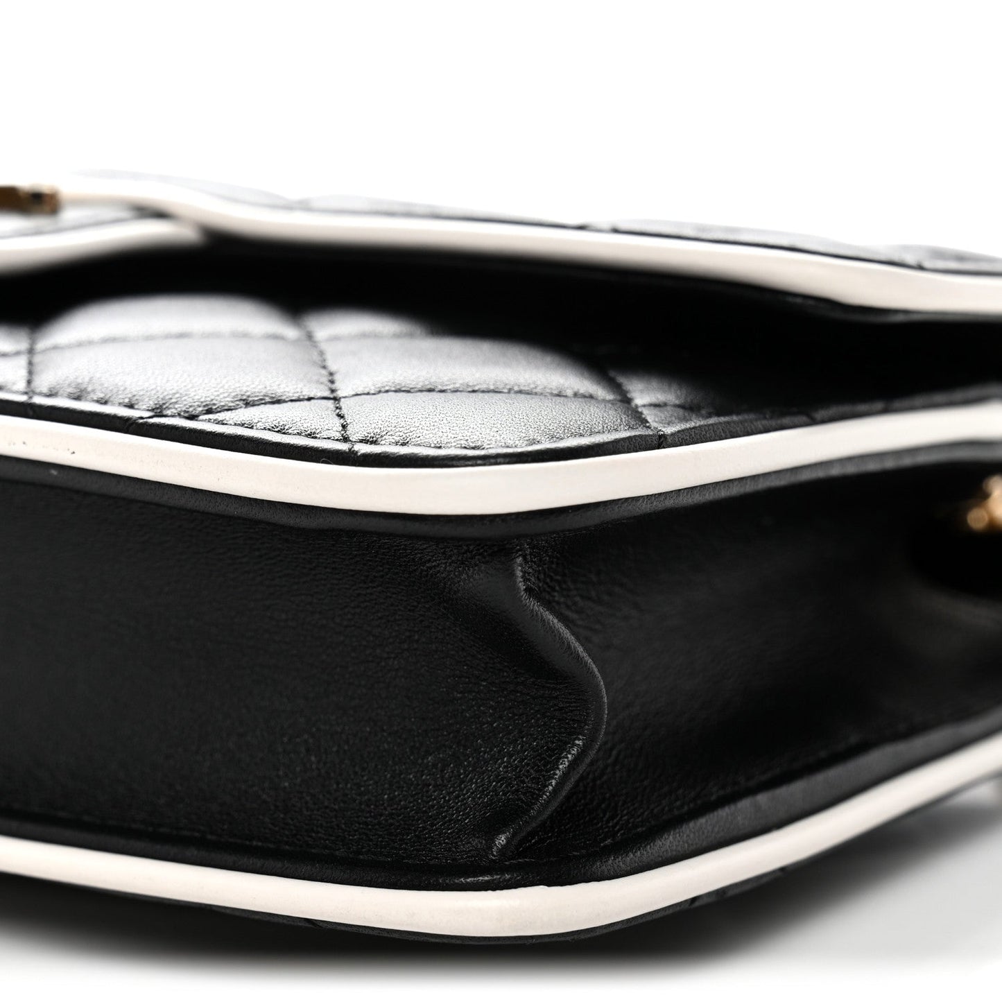 Lambskin Quilted Resin CC Mini Flap Bag Black White