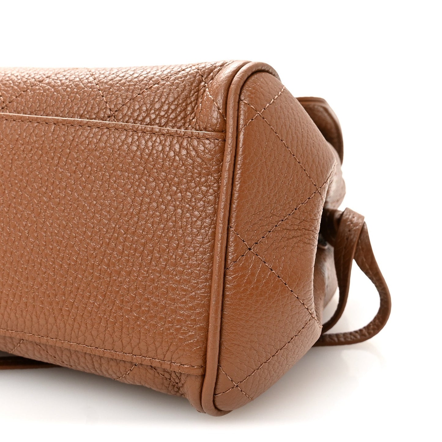 Grained Calfskin Stitched Urban Essentials Small Shopping Bag Camel