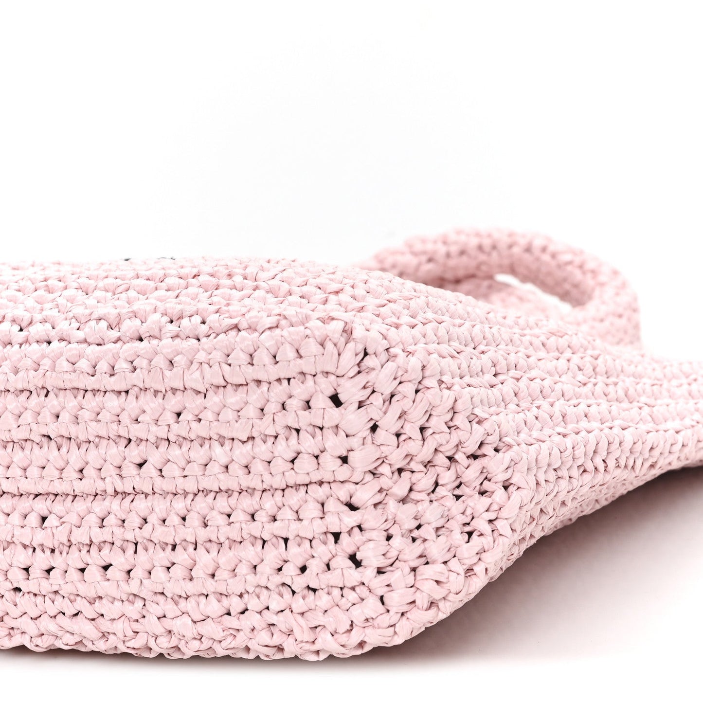 Yarn Raffia Effect Crochet Small Logo Tote Alabastro