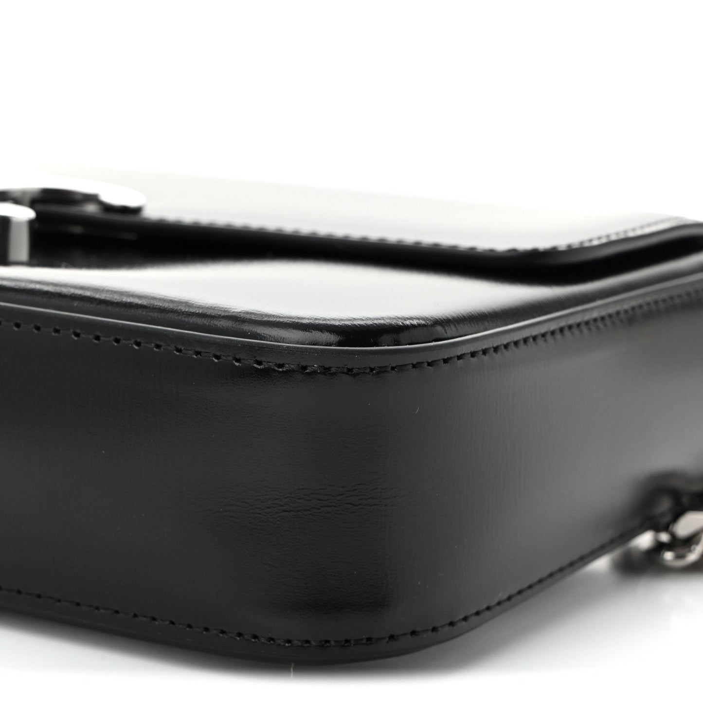 Shiny Calfskin Triomphe Chain Shoulder Bag Black