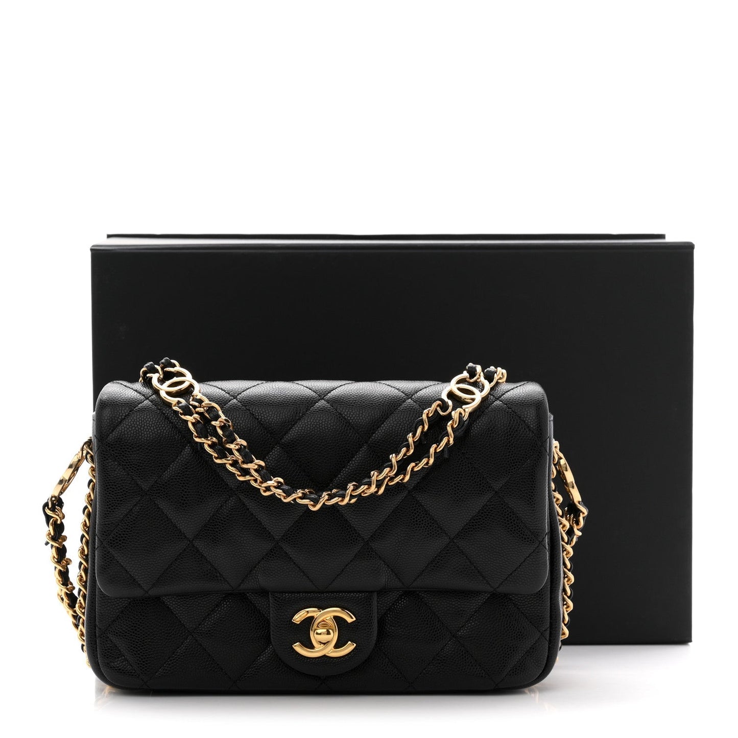 Caviar Quilted Mini CC You Flap Black