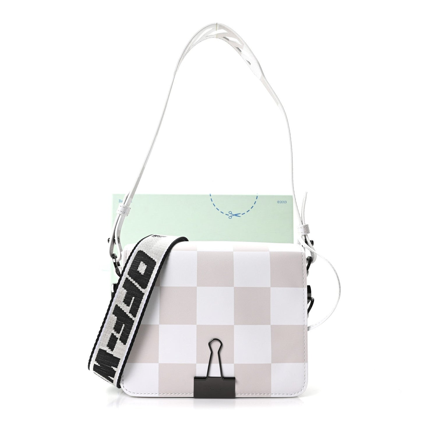 Calfskin Figures of Speech Binder Clip Bag White Beige