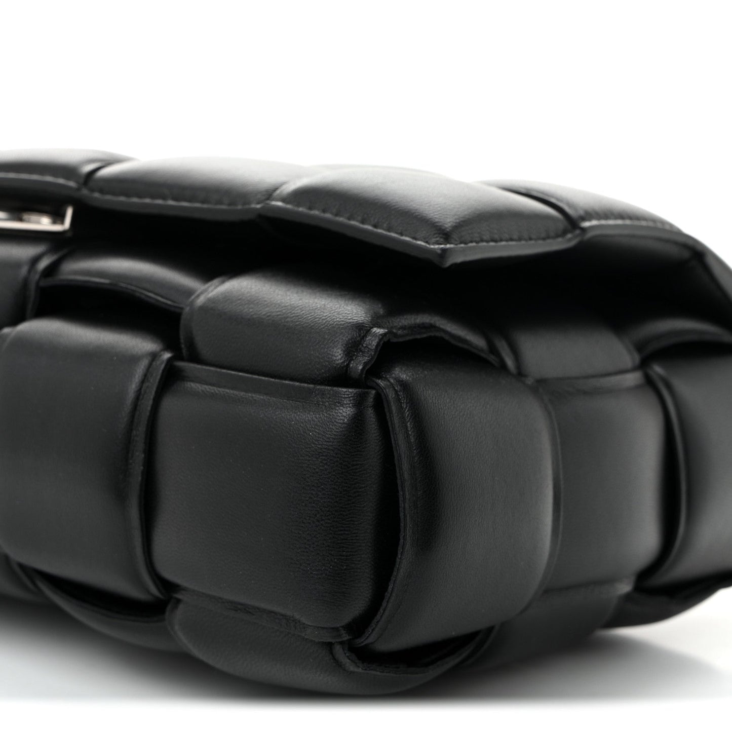 Lambskin Maxi Intreccio Padded Chain Cassette Crossbody Bag Black