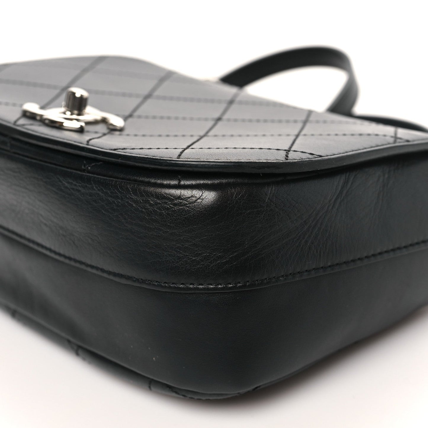 Calfskin Stitched Small Ring My Bag Flap Crossbody Bag Black