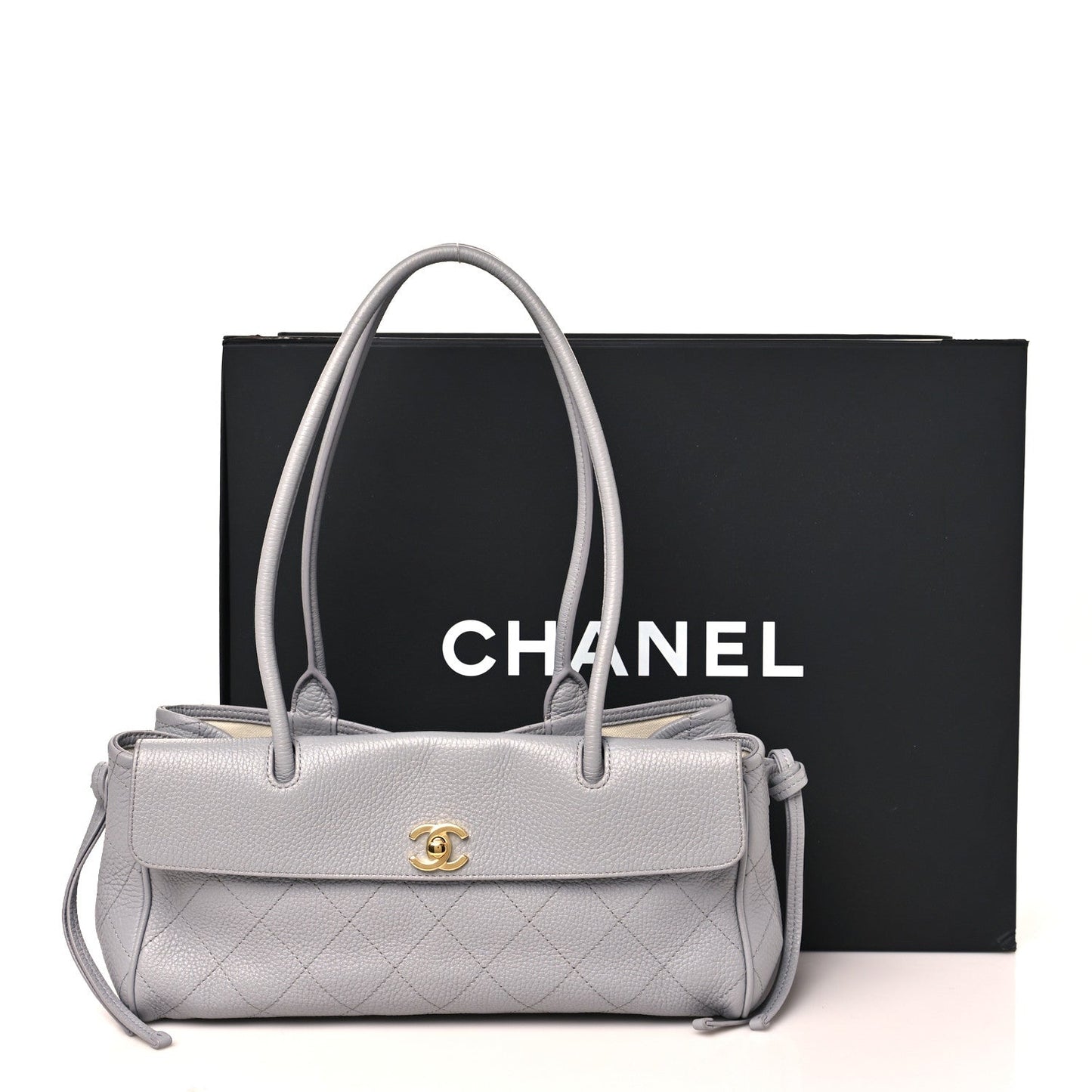 Grained Calfskin Urban Essentials Small Shopping Bag Grey