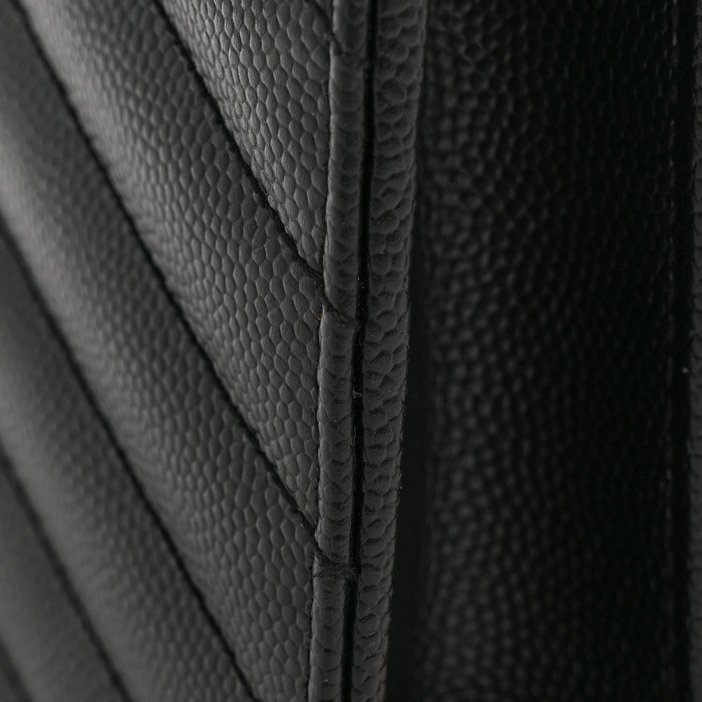 Grain De Poudre Matelasse Chevron Monogram Envelope Chain Wallet Black