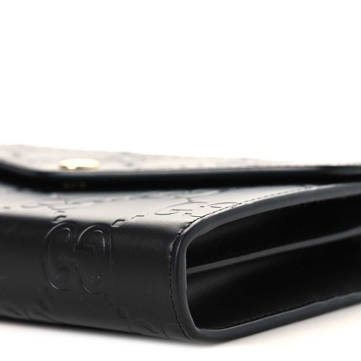 Calfskin GG Debossed Chain Wallet Black