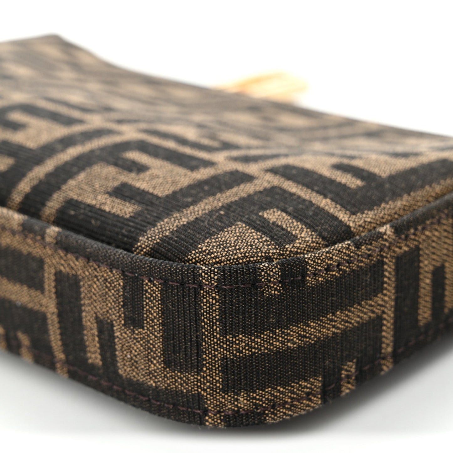 Fabric Jacquard Vitello Grace FF 1974 Baguette Pouch Tobacco Moro Sand