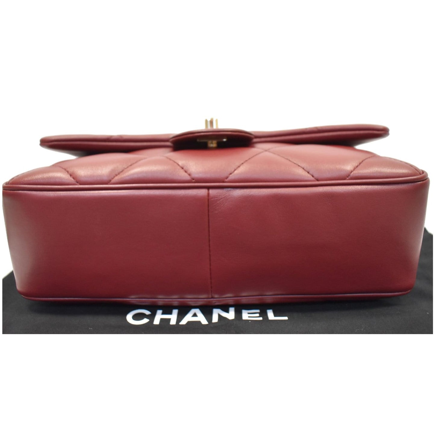 CHANEL Large Quilted Classic Flap Lambskin Leather Shoulder Bag Red