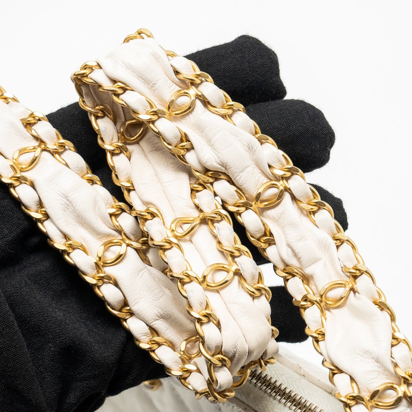 Chanel 23K Hobo Shoulder Bag Calfskin White (Microchip)