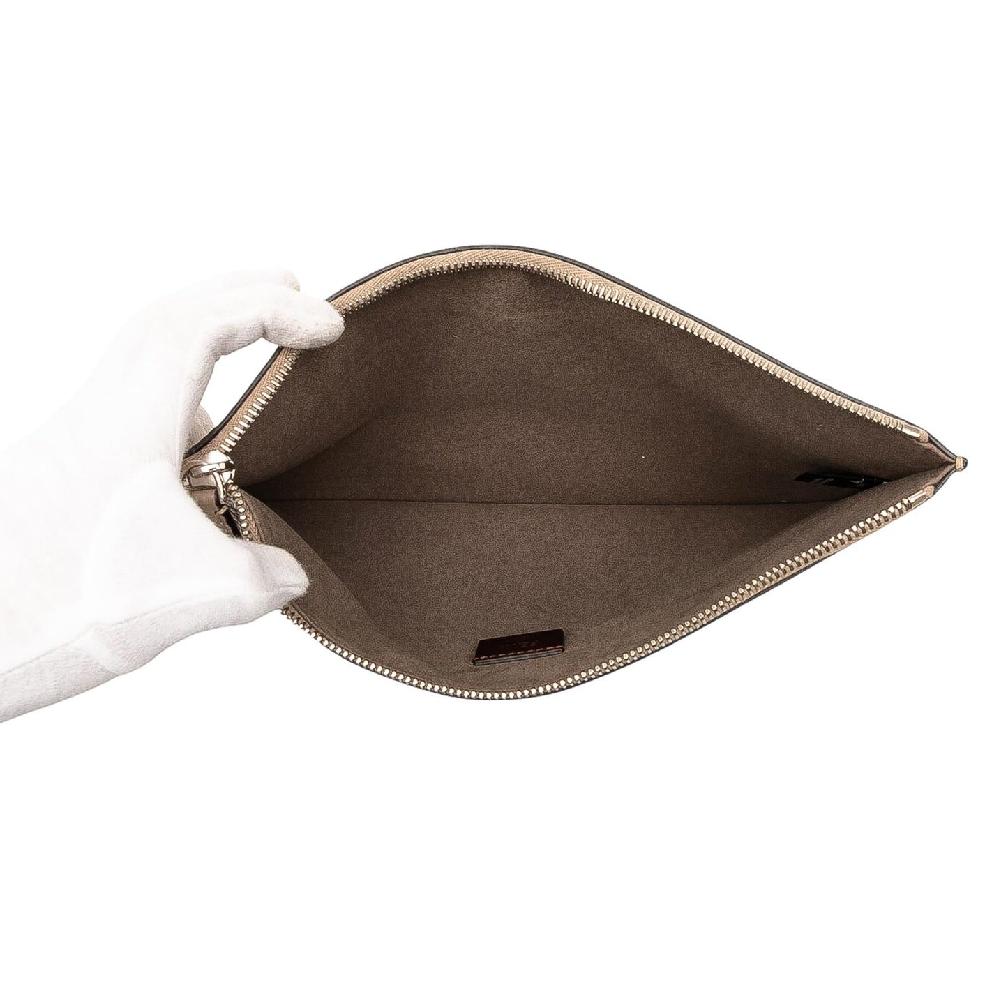 Fendi Sue Tilley Leather Banana Zip Clutch