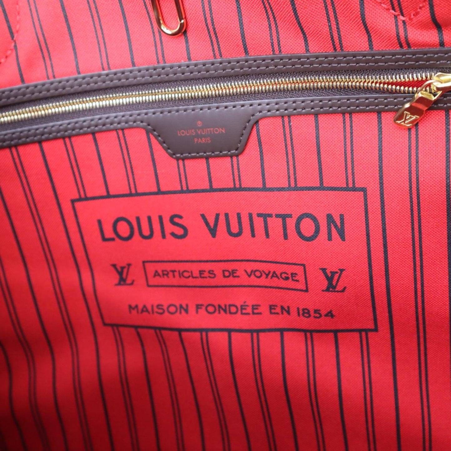 LOUIS VUITTON Neverfull GM Damier Ebene Tote Shoulder Bag Brown