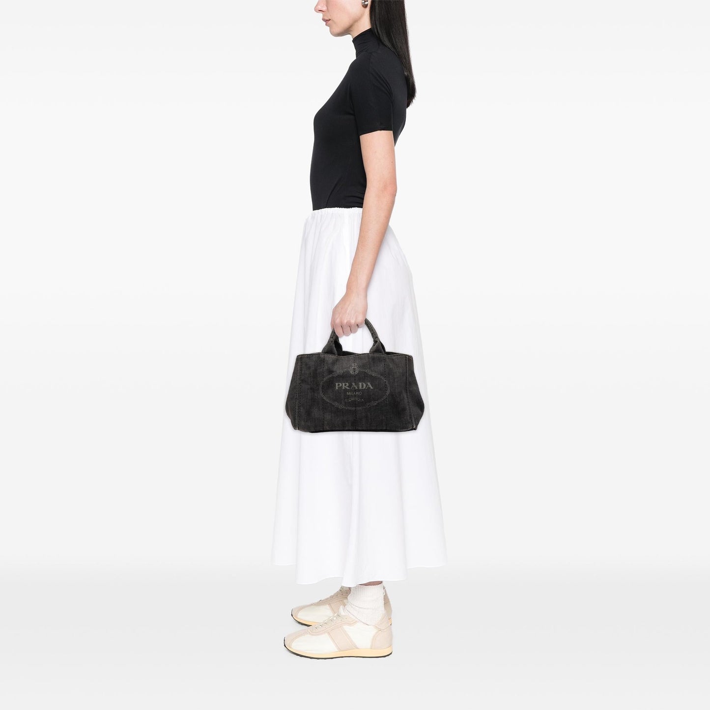 Prada Denim Canapa Logo Tote