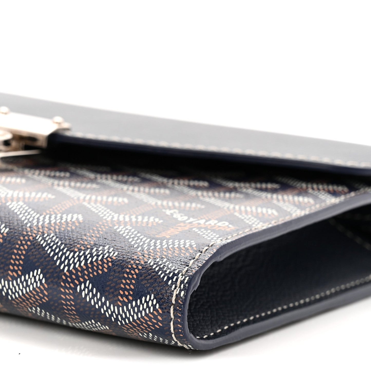 Goyardine Calfskin Chypre Wallet Pouch Navy