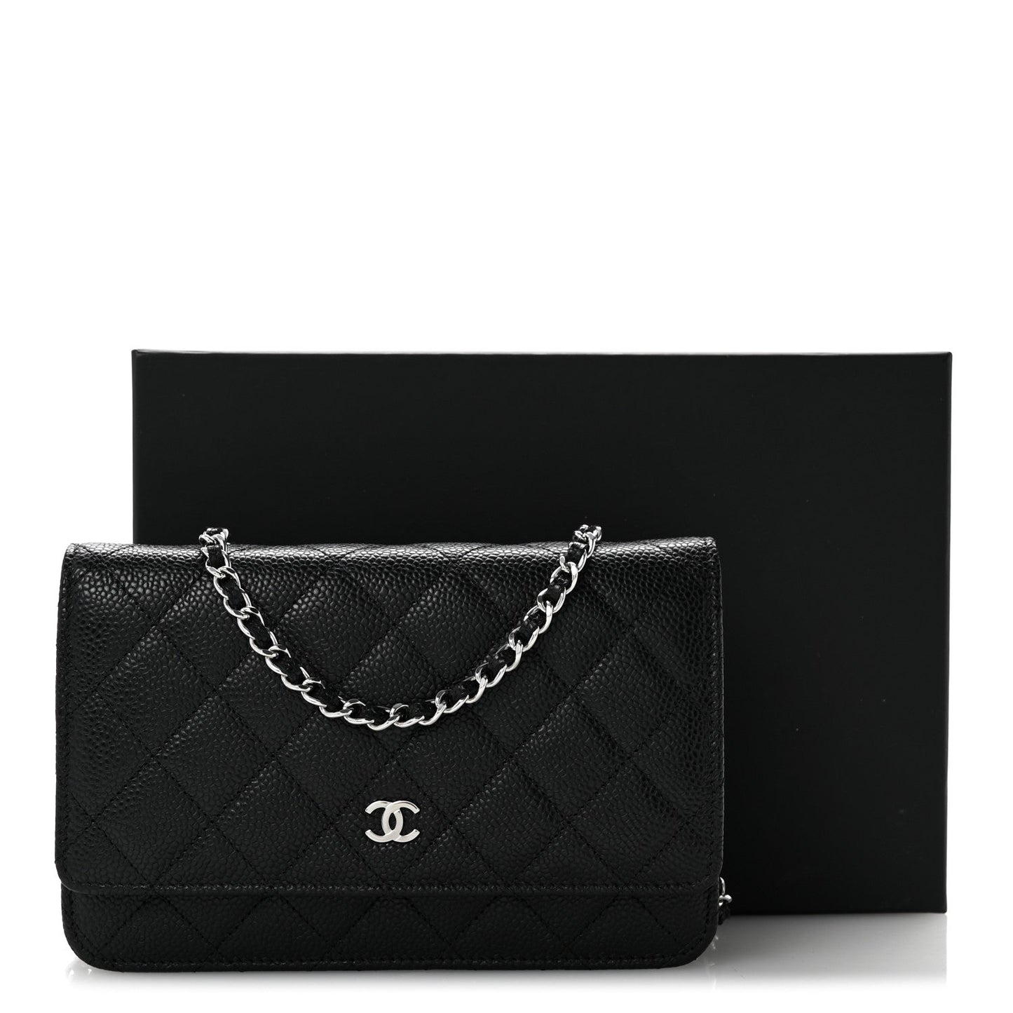 Caviar Quilted Wallet On Chain WOC Black