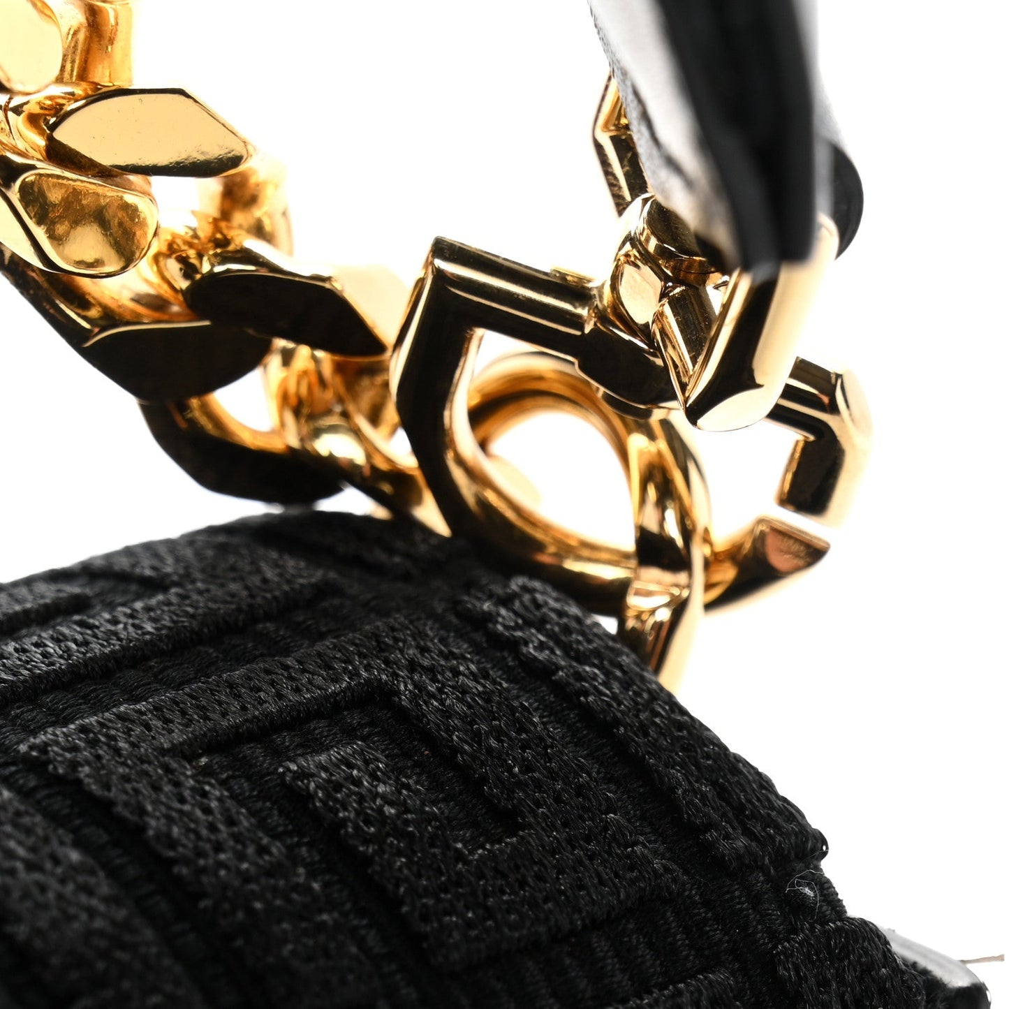 Canvas Woven Embroidered Small 4G Bag With Chain Black